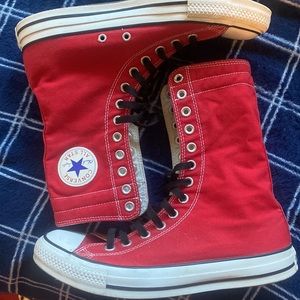 COPY - Converse Extra High Tops All Star Sneakers Black/RedWhite